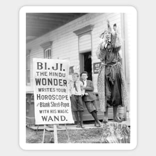 Fortune Teller at County Fair, 1910. Vintage Photo Sticker